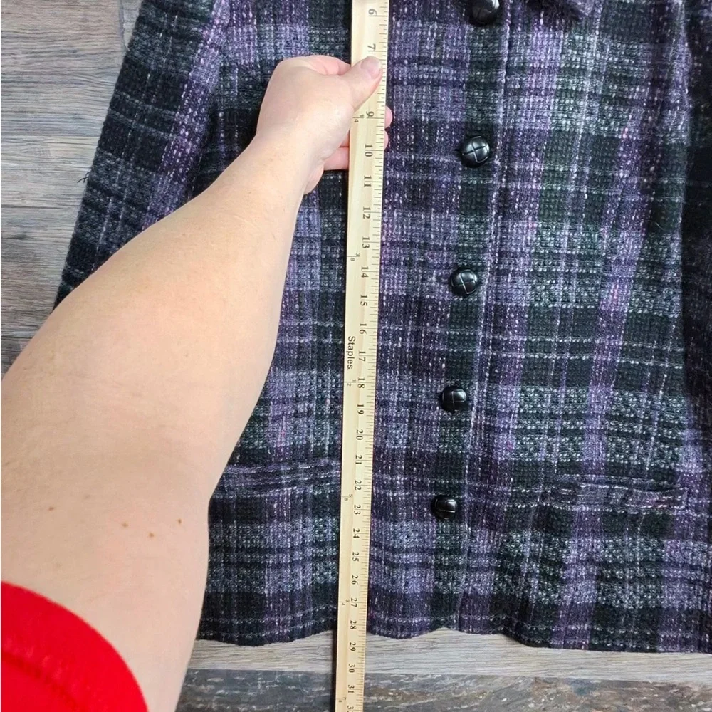 Christopher & Banks Purple and Black Plaid Blazer